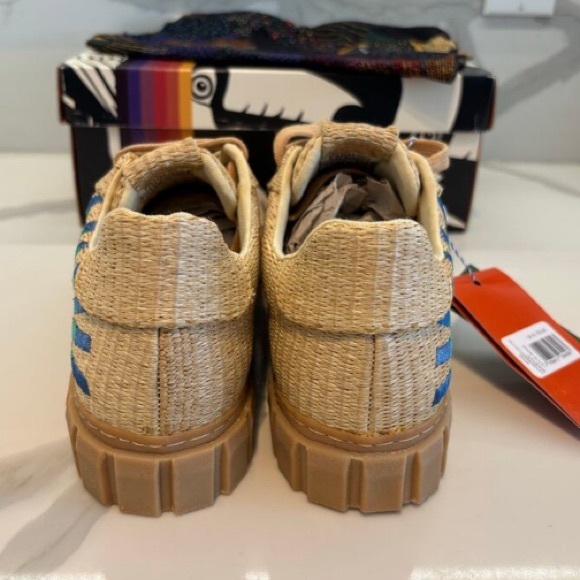 NEW FARM Rio Rainbow Island Platform Sneaker Tennis Shoe Natural Weave Sun EU 42 - Picture 7 of 13